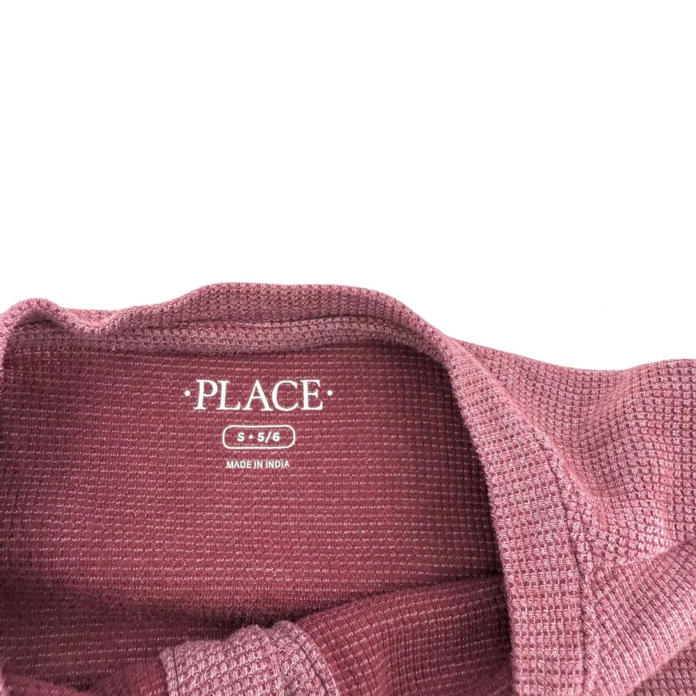 The Childrens Place Long Sleeve Waffle Knit Henley‎ Shirt Burgundy Size S 5 6